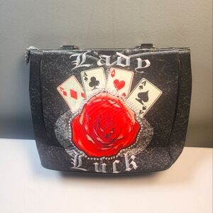 Lady Luck Casino Themed Beaded Rose Purse cards Poker Aces